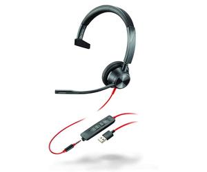 Plantronics - Blackwire 3315 USB-C (Poly) - Wired, Single-Ear (Mono) Headset with Boom Mic - Connect to PC/Mac via USB-C or Mobile/Tablet via 3.5 mm Connector -Works w/ Teams (Certified), Zoom & more