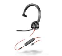 Plantronics - Blackwire 3315 Wired, Single Ear (Mono) USB-C Headset with Boom Mic (Poly) - Connect to PC/Mac via USB-C or mobile/tablet via 3.5 mm connector - Works with Teams (Certified), Zoom & more