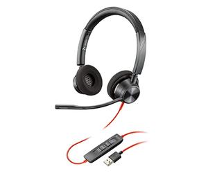 Plantronics - Blackwire 3320 USB-A (Poly) - Wired, Dual-Ear (Stereo) Headset with Boom Mic - USB-A to connect to your PC and/or Mac - Works with Teams, Zoom, & more