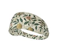 Plants And Fruits Print Non-Slip Elastic Running Headband, Sweat Absorbing Stretchy Hair Bands For Gym Yoga, Soft Skin-Friendly Foldable Workout Headband