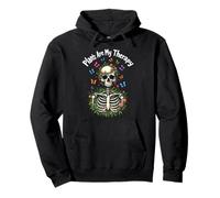 Plants Are My Therapy Skeleton Funny Gardener Gardening Life Pullover Hoodie