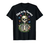 Plants Are My Therapy Skeleton Funny Gardener Gardening Life T-Shirt