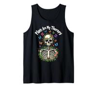 Plants Are My Therapy Skeleton Funny Gardener Gardening Life Tank Top