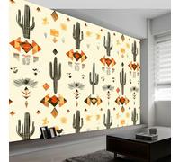 Plants Cacti Non-Woven Photo Wallpaper for Children's Room 450 x 280 cm Wall Mural Wallpaper 3D Effect Beige, DIY Art Mural Wall Papers, for Living Room TV Background Home Decor