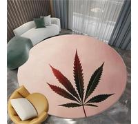 Plants Cannabis Leaf Round Rugs 80 cm Area Rug Washable Moisture Barrier Round Carpet, Light Pink Soft Non-Slip Low Pile Circle Carpet - Entryway Office Bedroom Living Room Runner