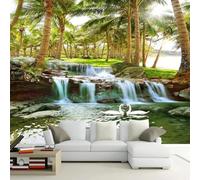 Plants Coconut Grove Waterfall Animals Swans 3D Wallpaper Luxury Home Dining Decor Paste Sofa Living Room The Wall for Bedroom Mural-150cm×105cm