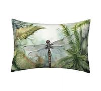 Plants Cushion Covers 50cm x 80cm Pack of 2 Soft Velvet Cushion Cover Dragonfly Sofa Cushions 20x32 Inch Throw Pillow Cases Decorative for Livingroom Bed Sofa Bedroom With Invisible Zipper -TER212