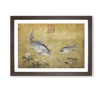 Plants & Fish by Lang Shining Framed Print | A2 Walnut Framed Wall Art | Ready to Hang | Modern Floral Picture | Living Room Bedroom Lounge Office