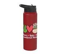 Plants Flowers Peace Love OT Occupational Therapy Stainless Steel Insulated Water Bottle