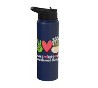 Plants Flowers Peace Love OT Occupational Therapy Stainless Steel Insulated Water Bottle