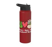 Plants Flowers Peace Love OT Occupational Therapy Stainless Steel Insulated Water Bottle