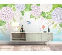 Plants Green Leaves Flowers Birds Hot Air Balloons 3D Wallpaper Textured Silk Easy Install Living Room Sofa Bedroom Dining Room Home Decoration Wall-200cm×140cm