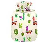 Plants Llama Green Hot Water Bottle with Cover for Pain Relief Heating Bag for Neck, 1L