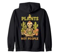 Plants Not People Cozy Skeleton Cactus Gardening Gardener Zip Hoodie