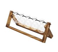 Plants Propagation Stations Hydroponic Plant Vases Wall Hanging Glass Planter with Wooden Stand Tabletop Propagation Station Desktop Hydroponic Green Plant Decoration Flower Rack(#2)