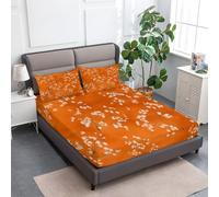 Plants Small Flower Branches Fitted Sheets Double - 30cm Deep, Chinese Art Fitted Sheets Soft Easy Care Fade Resistant Breathable Bed Sheet Kids Bedroom Junior 135 x 190 cm