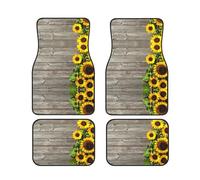 Plants Theme Sunflower Car Floor Mats Full Set 4 Pcs - Automotive Duty Durable Rubber Floor Mats