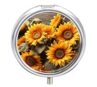 Plants Theme Sunflower Pill Box Mini Pill Case Pocket Pill Case for Men Travel Pill Box Cute Pill Organizer 3 Compartment Medicine Pill Organizer Pill Container Pill Holder