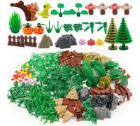 Plants Trees Accessories Jungle Botanical Parts Bricks Flower Leaf Forest Flower Plants Pieces Building Blocks Set, Animals Squirrel Birds Grass Garden House Toy