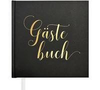 Plantvibes ® Black Elegant Guest Book, 72 Pages, Hardcover, Premium Thick Paper, Vintage Guest Book for Wedding, Christening or Birthday, Wedding Guest Book (Black/Gold Deutsch)