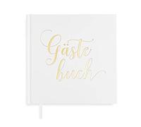 Plantvibes ® Luxury Guest Book, 72 Pages, Hardcover, Premium Thick Pages, Vintage Guest Book for Wedding, Christening or Birthday, Wedding Book, Wedding Album, Wedding Guest Book (White Cover German)