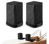 Plantzia 2 Pcs Cotton Pilates Reformer Shoulder Block Covers, Non Slip Pilates Pads with Drawstring Closure, Anti Sweat Shoulder Rest Covers for Most Pilates Reformer (Black)
