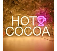 Planzo Led Neon Sign Light Hot Cup Cocoa Chocolate Bar Shop Business Wall Sign Decor Wintertime Office Birthday Party Banner Table Decor USB 14.96"x7.32"