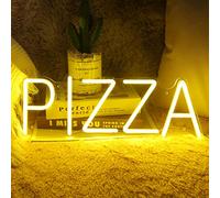 Planzo PIZZA LED Neon Sign for Business Store Restaurant Bar Coffee Shop Neon Night Light Wall Decor For Kitchen Bedroom Home Wedding Kids Birthday Cooking Theme Pizza Party Backdrop 5V USB Yellow