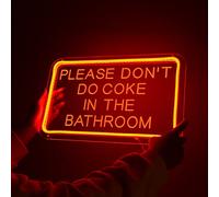 Planzo Red LED Neon Sign Please Don't Do Coke In The Bathroom USB Home Bedroom Bathroom Game Room Bar Store Wall Decor Sign 15.75" X 9.84" Acrylic
