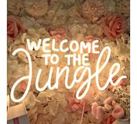 Planzo Welcome to the Jungle Neon Sign Home Wall Decoration LED Neon Light Wall Sign for Safari Jungle Theme Party Baby Shower Background Bedroom Kids Birthday Gift 5V USB Power Supply with Switch 17