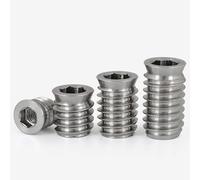 PLAOEGCN M6 M8 M10 Threaded Wood Inserts 304 Stainless Steel Hex Flat Head Furniture Nuts Flanged Nut Assortment Kit(10,M6 x 25mm)