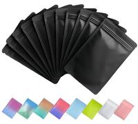 Plaphy 100pcs Resealable Mylar Bags, Ziplock Foil Bags (Black, 10,5 x 15 cm)