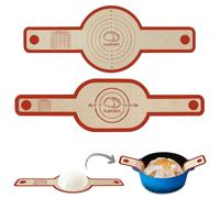 PLAPITATE Silicone Bread Sling Dutch Oven Liner, Non-Stick & Easy Clean Reusable Oval and Round Silicone Bread Baking Mat with Long Handles, Easy to Transfer Sourdough Bread - 2 Red Set
