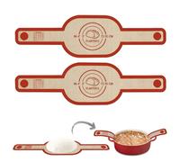 PLAPITATE Silicone Bread Sling Dutch Oven Liner, Non-Stick & Easy Clean Reusable Oval Silicone Bread Sling Baking Mat, Easy to Transfer Sourdough Bread - 2 Red Set