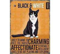 Plaque Black & White Cat Kitten Gift Retro Vintage 8X12 Tin Metal Sign Wall Decor Home Decor