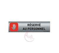 Plaque de porte aluminium brossé imprimé -Dimensions 200 x 50 mm - Double face adhésif au dos - Impression UV directement sur l'aluminium (Pas de contre collage) (réservé personnel 2)