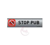 Plaque de porte aluminium brossé imprimé -Dimensions 200 x 50 mm - Double face adhésif au dos - Impression UV directement sur l'aluminium (Pas de contre collage) (stop pub)
