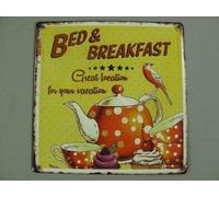 Plaque en T?le de Publicit¨¦ Bed & Petit D¨¦jeuner Gastro Panneau Mural Square/Round Metal Sign 12x12 inch