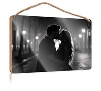 Plaque for Front Door A Couple Shares an Intimate Moment Under Streetlights Teens Stuff Bar Signs for Home Decor(23X35CM)
