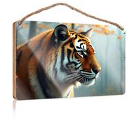 Plaque for Front Door A Majestic Tiger with Striking Orange Fur and Bold Black Stripes Stands Amidst A Serene Teens Stuff Bar Signs for Home Decor(15X28CM)