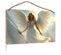 Plaque for Front Door Angel with Wings Holding A Sword Teens Stuff Bar Signs for Home Decor(23X35CM)
