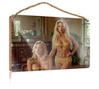 Plaque for Front Door Two Women in Gold Fringe Outfits Pose in an Elegant Room Teens Stuff Bar Signs for Home Decor(15X28CM)