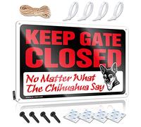 Plaque Holder Waterproof Artwork, Western Retro Print For Cafe Pub Mancave | Tin Pre-drilled Custom Keep Gate Closed No Matter What The Chihuahua Say(20X30CM)