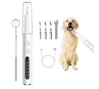Plaque Remover for Teeth - Pet Tooth Cleaner - Teeth Cleaning Kit for Tartar and Stains for Dogs, Professional Pet Dental Cleaning Tool with LED Light, 4 Speed Settings, 10 Min Auto-Shutof, White