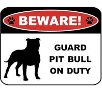 Plaque Wall Decor Beware Guard Pitbull Metal Tin Sign Aluminum Warning Signs For Indoor & Outdoor Yard Lawn Sign Home Decor 8x12 inch