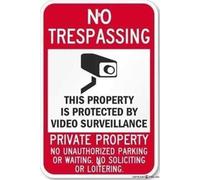Plaque Wall Decor No Trespassing - This Property is Protected by Video Surveillance - Private Sign Office Outdoor & Indoor Safety 8"x12"