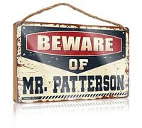 Plaque With Beware Of Mr. Patterson Home Library Decor Warning