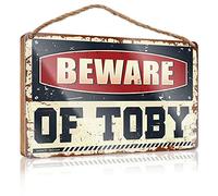 Plaque With Beware Of Toby Decoration For Bathroom Please Knock