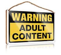 Plaque With Warning Adult Content Funny Room Decor Hours Of Operation