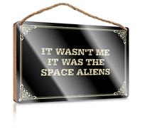 Plaque Wood-based Panel/Not Allowed Pre-installed Hook - Pictures For Bathroom | Unusual Wall Decor For Office, It Wasn't Me, It Was The Space Aliens